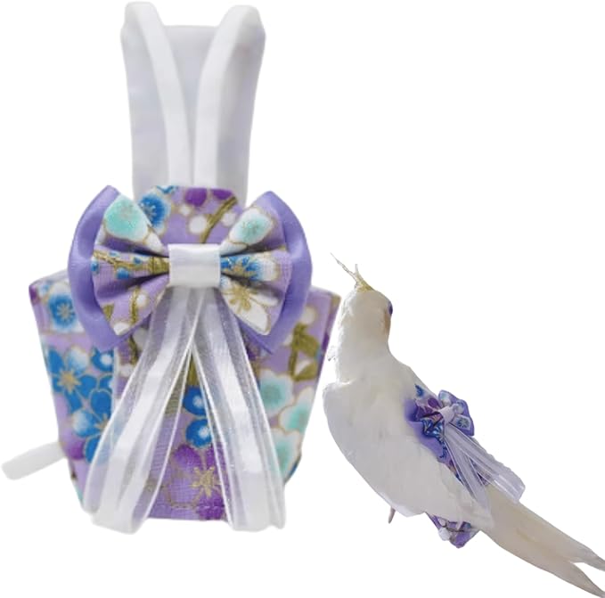 Bird Diaper Cockatiel Clothes Flight Suite, Reusable Parrot Nappy with Waterproof Inner Layer, Cute Pigeon Pants Urine Wet Suit Costume for Conure Macaw (Purple,2XL)