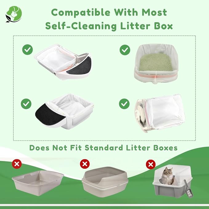 Automatic Robot Liners – 100% Compostable - Compatible with Neakasa M1 and PetPivot AutoScooper 11 Open-Top Self-Cleaning Litter Box - 27" L x 13" W – Drawstring Close – 40 Micron
