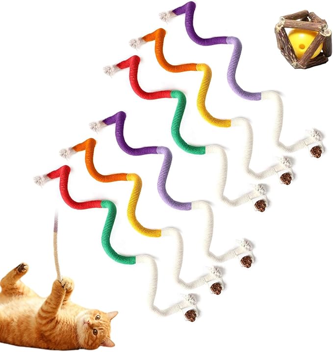 Catnip Chew Rope Toy – Natural, Safe Tooth Cleaner for Indoor Cats, 2026 New Cat Chew Rope, Catnip-Infused Organic Cotton Cat Chew Toys, Interactive Kitten Nip Toys & All Breeds (6PCS)
