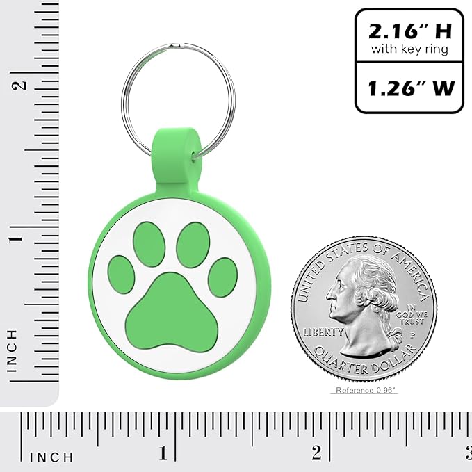 WhoseID Personalized Dog Tag, Laser Engraving QR Code, Silicone Dog ID Tag, Pet Online Profile, Scan QR Code Send Location, Collar Harness Accessories (Medium to Large Breeds - 1.25", Green)
