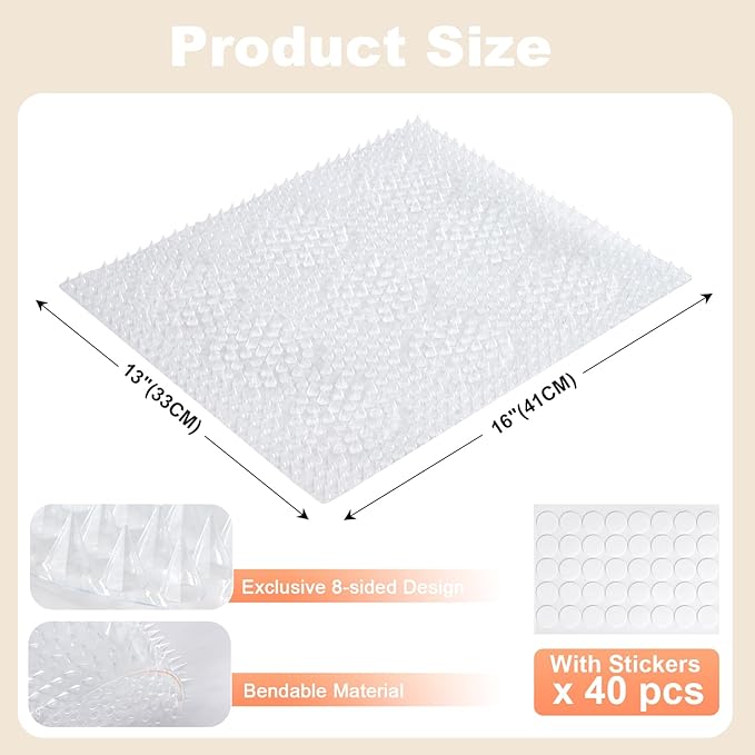 Uross Scat Mat for Cats -18PCS Deterrent Mat with Spikes Indoor Cat Repellent Mat Outdoor Scat Spikes Mat Indoor Cat Countertop Deterrent Keep Cats Off Counter