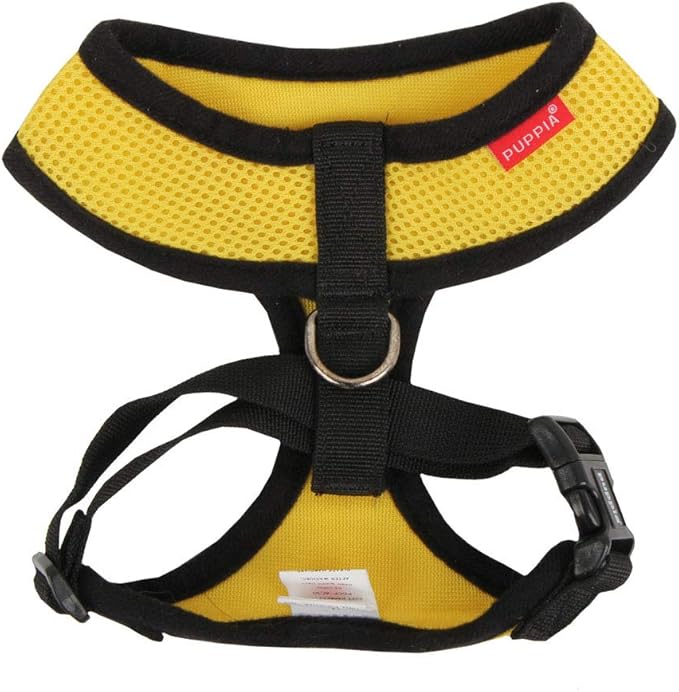 Puppia Soft Dog Harness No Choke Over-The-Head Triple Layered Breathable Mesh Adjustable Chest Belt and Quick-Release Buckle, Yellow, XX-Large