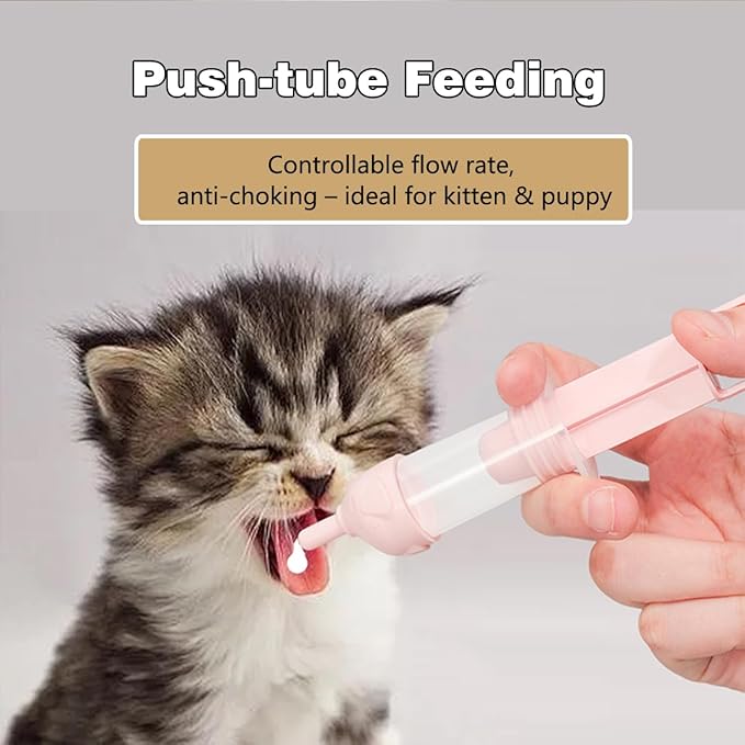 LogFaadCoi Kitten Bottle Feeding Kit for Nursing, Milk Bottles for Feeding Newborn Puppies,Anti-chocking Design,with 2 Syringes and 10pcs Replaceable Nipples (Blue)