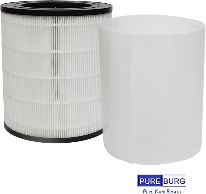 PUREBURG Replacement Filter Compatible With WISESKY WAS360 Series Air Purifier W-Cat, H13 HEPA + 4 x Pre-Filters (WFS360 + WSP360) 3-Stage Filtration Air Clean