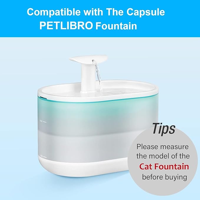 8 Packs Replacement Cat Fountain Filters Compatible with PETLIBRO Capsule Pet Fountain: PLWF002,71oz/2.1L Ultra Quiet-BPA-Free, Two Flow Modes Pet Dispenser