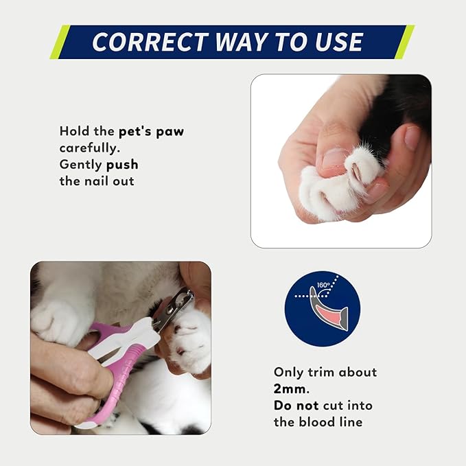 WePet Pet Nail Clippers U07.1, Professional Claw Trimmer, Bended Scissor Special for Cats, Kittens, Dogs, Puppies, Small Animals, White/Thulian Pink