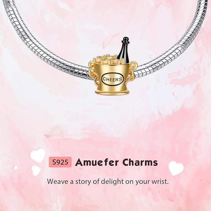 S925 Silver 14K Gold Plated Charm for Pandora Bracelet Necklace Women, Jewelry Gift, Valentines Mothers Day Christmas Birthday Anniversary, Mom Daughter Auntie Grandma Friend Wife Girlfriend