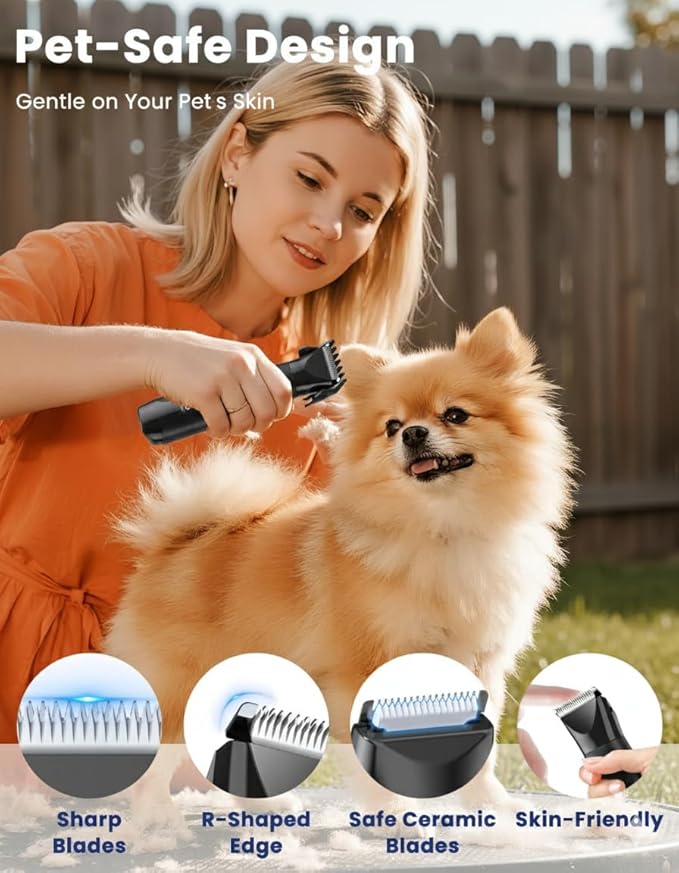 Dog Clippers Grooming Kit Cordless Hair Clipper Rechargeable Paw Trimmer Quiet Nail Grinder Shaver for Cats Dogs Pets