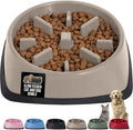 GORILLA GRIP Patented BPA Free Slow Feeder Dog Bowls, 4 Cup Interactive Puzzle Toy for Dogs and Cats Food Training Enrichment, Keeps Pets Busy and Prevents Puppy Overeating, Large Breeds, Beige