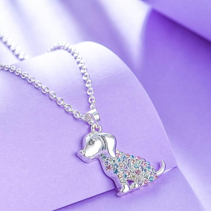 Girls Cat Birthstone Necklace Gifts for Women,Kitty Cats Dog Pendant Necklaces Jewelry for Cat Lovers