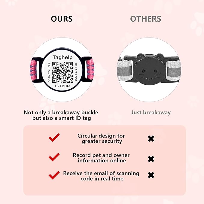 Kitten Collars with Bell & QR Code Name Tag - Breakaway Reflective Cat Collar with Personalized Smart ID Tag, Ultra-Durable & Adjustable Quick Release Design - Fits Most Cats (Blue)