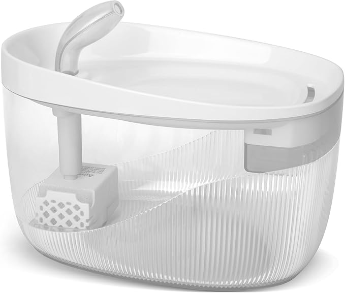 74oz/2.2L Cat Water Fountain, Automatic Indoor Pet Fountain Cat Water Dispenser with Ultra Quiet Pump, 2 Flow Modes, Triple Filter, LED, BPA-Free (White)