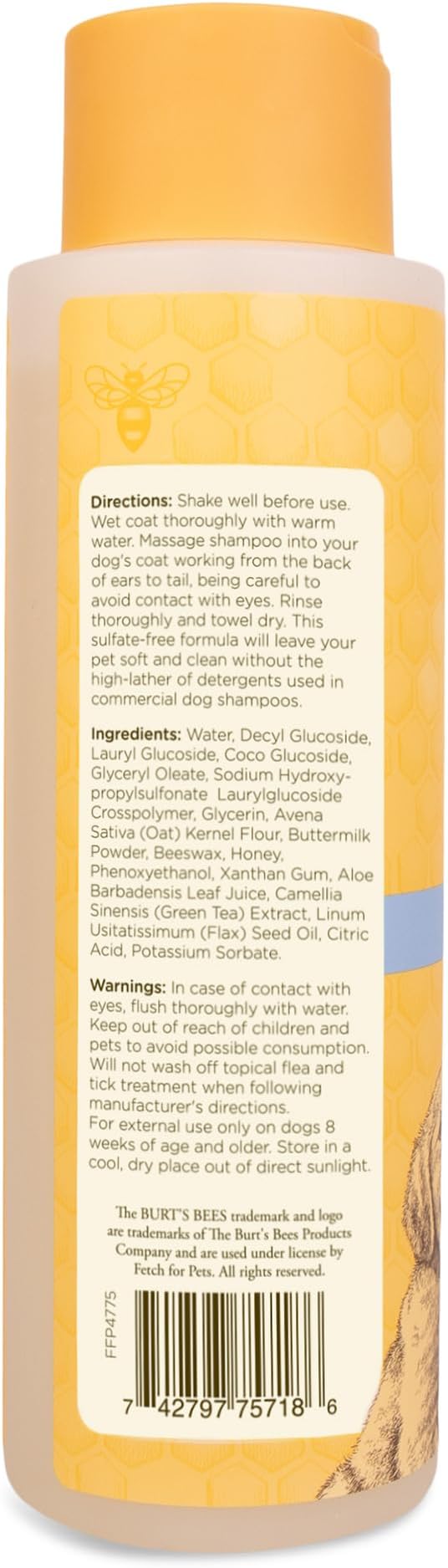 Burt’s Bees for Pets Tear Free Puppy Shampoo & Conditioner with Buttermilk, 2 in 1 Gentle Dog Shampoo for Puppies, Cleans and Conditions Sensitive Skin, 16 Fl Oz - 6 Pack