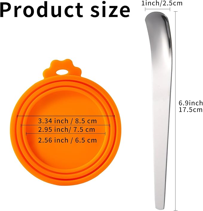 6Pack Pet Food Can Cover Lids with Stainless Steel Spoon for Cat Dog Canned Food Universal 1 Fits 3 Size Cat Can Covers Lids