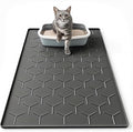 Silicone Cat Litter Trapping Mat, Large Waterproof 34" X 22" Cat Litter Box Mat, Easy to Clean, Black