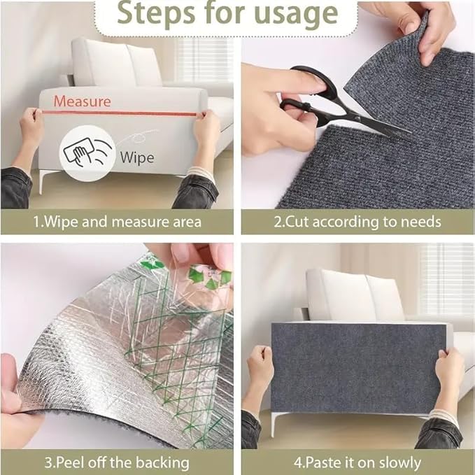 Cat Scratch Furniture Protector Mat DIY Cat Scratch Pad Self-Adhesive, Pet Scratching Post Cat Scratcher Carpet Anti Cat Scratch for Cat Tree/Door/Couch (Dark Gray, 11.8 * 11.8 inch)