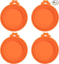 PINE & LINEN 4 Pcs Durable Pet Can Lids,One fit 3 Standard Size Silicone Waterproof Cat Food Cans Lids for 3oz/5.5oz/12.5oz/13.2oz Cat Food Cans（Orange）