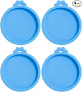 PINE & LINEN 4 Pcs 2.5inch Durable Pet Can Lids,Silicone Small Pet Can Covers Waterproof Cat Food Cans Lids for 3 oz Cat Food Cans（Sky Blue）