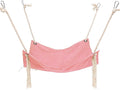 Breathable Linen Cat Hammock with Cotton Ropes in Clean Solid Colors, Minimalist Design for Cages Machine Washable (Pink)