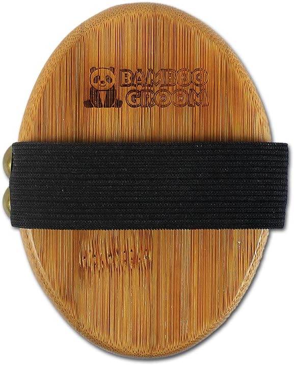 Bamboo Groom Curry Brush with Rubber Bristles for Pets