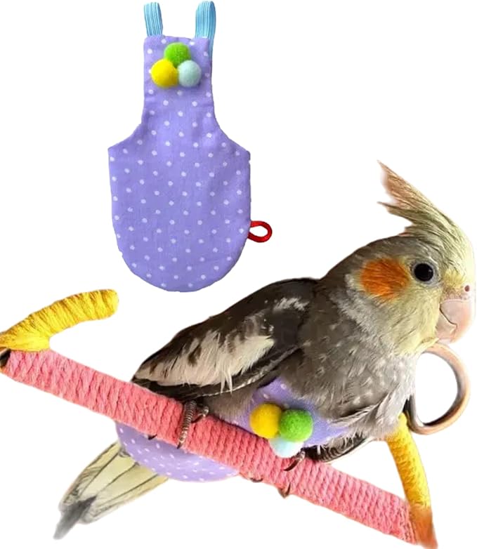 Bird Flight Suits Diapers, Parrot Flight Suits Diapers for Monk Parakeets, Cockatiels Flight Suits, Parrot Clothes, Bird Training Nappy Suit Liners Clothes (Purple-B,Budgier)