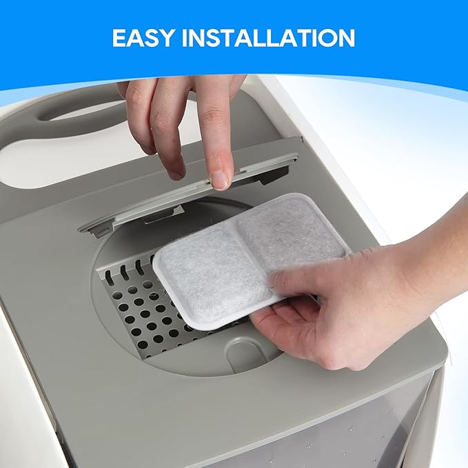 Cat Litter Box Filter Replacement for Catit Jumbo Hooded Cat Litter Pan, Compatible with Airsift Litter Box Filters, Odor Absorbing Pet Air Filter Purifier, 4 Pack, White