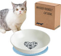 Ceramic Cat Bowl Whisker Friendly – Wide Shallow Cat Food Dish with Non-Slip Base, Dishwasher Safe Feeding Bowl for Indoor Cats