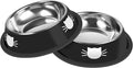Serentive 2 Pcs Non-Slip Stainless Steel Small Cat Food Bowls - Unbreakable, Thicken 7 Oz Cat Dishes - Indoor, Removable Rubber Base, Easily Clean, Lovely Color