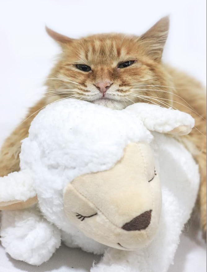HonourHope Dog Heartbeat Toy for Anxiety Relief, Dog Soft Plush Toy Pet Calming Puppy Behavioral Training Aid Toy Pet Companion Pillow for Puppy Dog Cat Kitty Pets - Sheep