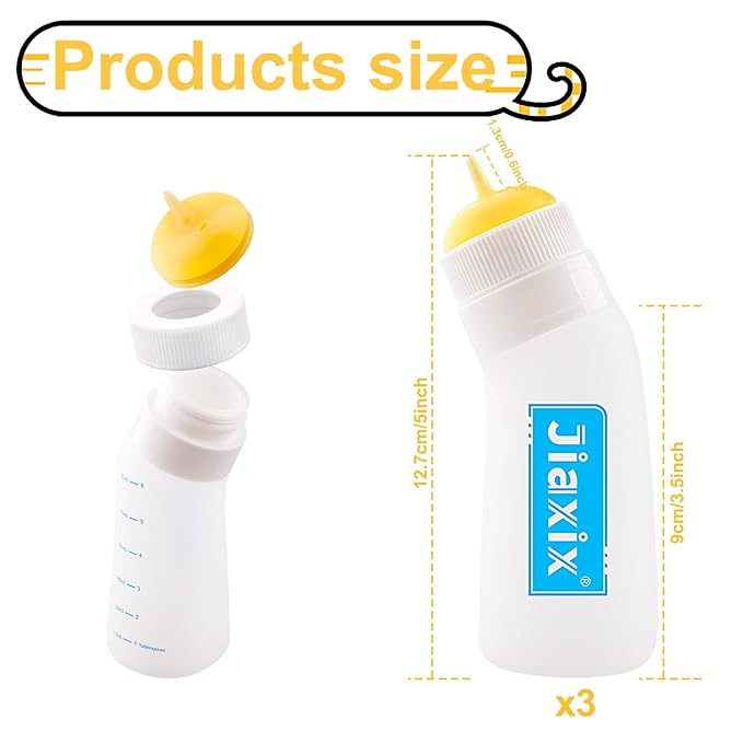 3 Pack Kitten Silicone Nursing Bottle,Silicone Feeding Nipple, Reusable Newborn Kitten Supplies, Suitable for Feeding Kitten, Puppy, Rabbit, Hamster (Yellow, Small)