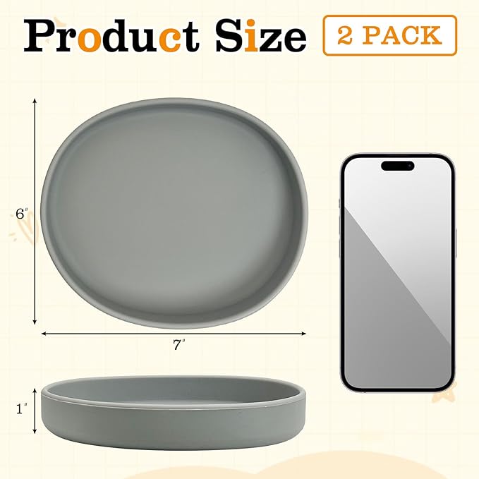BNOSDM Silicone Dog Food Plate Shallow Dog Bowl Flat Cat Dish 2 Pack Small Puppy Plates for Small Dogs and Cats Whisker Fatigue Pet Feeding Bowls for Dry and Wet Food (Light Brown)