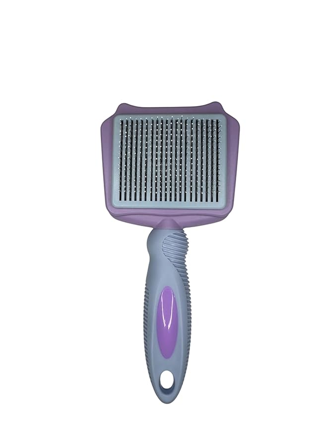 Pet Self Cleaning Slicker Brush, Skin Friendly Deshedding Grooming Tool for Shedding & Haired Pets, 3 Colors Available Pink, Blue and Purple (Blue)