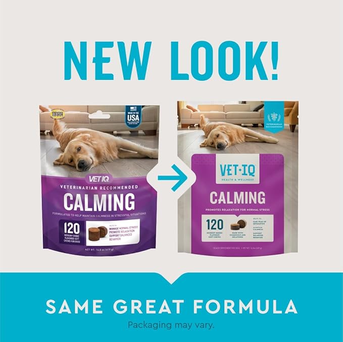 VetIQ Calming Support Supplement, Calming Chews for Dogs Help Manage Stress and Promote Relaxation, Anxiety Relief for Dogs, Made in The USA, 120 Count (Pack of 2)
