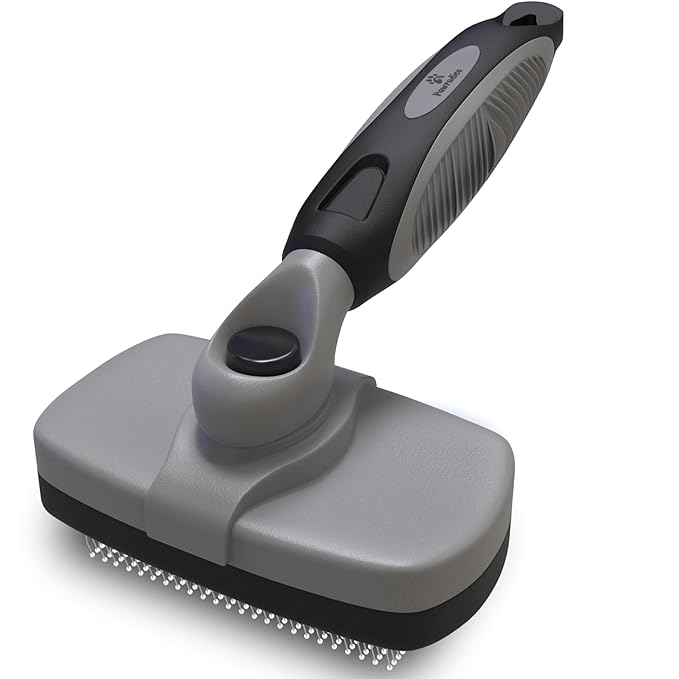 Deshedding Dog Brush for Shedding – Self Clean Cat Brush Deshedding & Grooming Tool for Long Haired and Short Haired Dogs, Slicker Brushes for Dogs, Skin-Friendly, Retractable Bristles, Easy to Clean