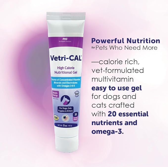High Calorie Nutritional Gel for Dogs & Cats – Appetite Booster with Omega 3-6-9, Vitamins A-D-E-B – Recovery & Energy Support – Tasty Malt Flavor – 5 oz Tube (2 Pack)