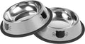 Serentive 2Pcs Cat Bowls Non-Slip Stainless Steel Small Cat Food Bowl Unbreakable Thick Rubber Base Easily Clean Lovely Color