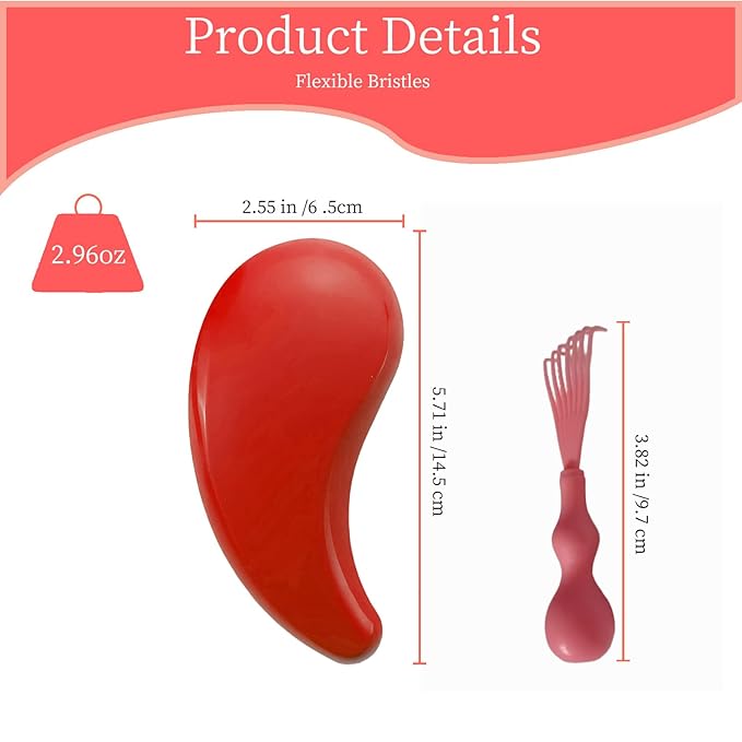 Comma-Shaped Small Dog Brush and Cleaning Comb, Fit for Yorkie, Shih Tzu, Maltese Maltipoo Pomeranian - Gentle Soft Bristles for Effortless Pet Hair Removal, Puppy Essentials (Rose Red)