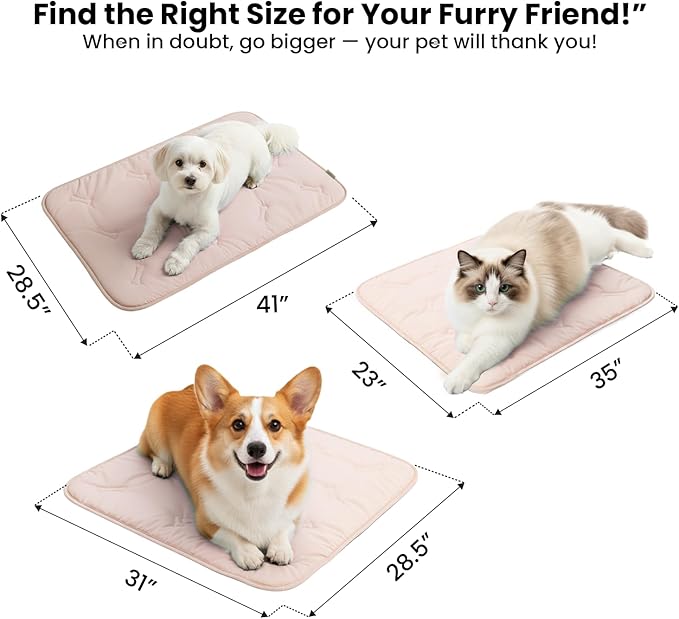 Cooling Pet Mat – 35x23 Dog or Cat Cool & Comfy, Soft Breathable Self-Cooling Pad, Pet-Safe, Durable, Perfect for Hot Weather, Naps, Crates, Cars, Couch, Washable & Easy to Take Anywhere, Pink