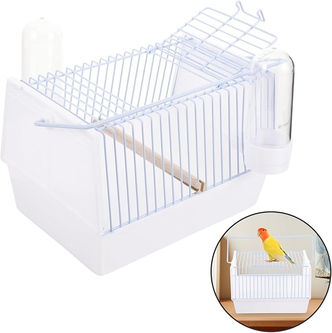 NUOBESTY Portable Parrot Travel Cage with Handle Small Wire Bird Carrier Cage for Outdoor Transport Lightweight for Parrots