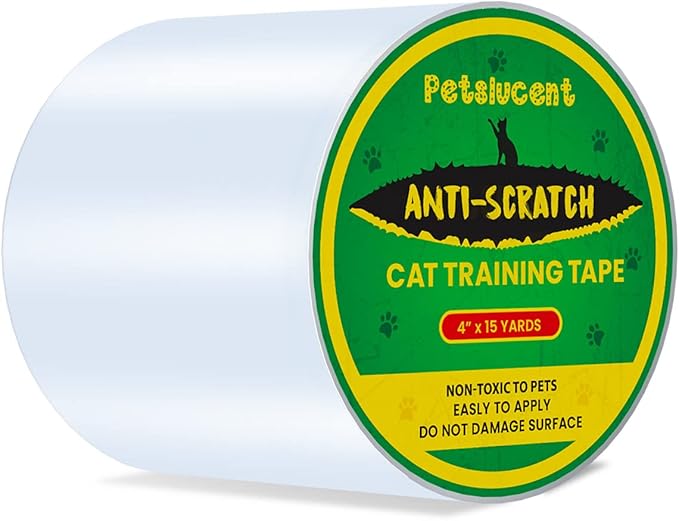 Petslucent Cat Scratch Furniture Protector Tape, Double Sided Clear Sticky Paws Guards for Carpet, Sofa, Couch, Door (4''x 15 Yards, Blue)