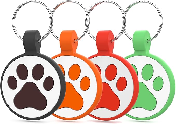 WhoseID QR Code Cat Tag, Modifiable Pet Online Profile, Multiple Emergency Contact, Scannable QR Code, Instant Location Email Alert (Medium to Large Breeds - 1.25", Black & Orange & Red & Green)