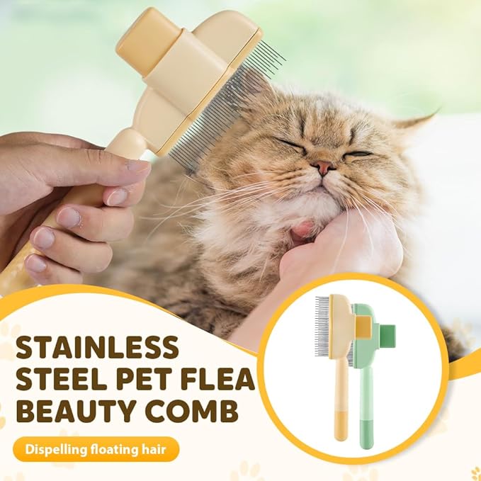 Cat Self Cleaning Pet Hair Removal Comb, 2026 New Cat Grooming Brush, Pet Comb with Long Short Stainless Steel Metal Teeth, Pet Grooming Supplies for Cat, Dog (2, Multicolor)