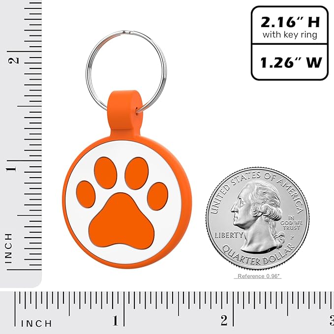 WhoseID QR Code Cat Tag, Modifiable Pet Online Profile Display Page, Multiple Emergency Contact, Silicone Cat Tag, Lightweight, No Jinging, Collar Accessories (Medium to Large Breeds - 1.25", Orange)