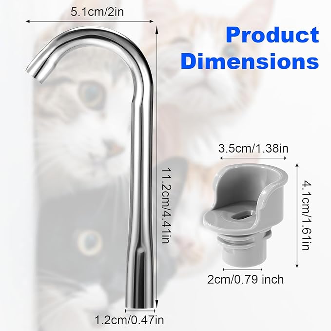 Cat Water Fountain Spout and Spout Holder, Pet Dog Drinking Water Dispenser Replacement Parts for 108oz/3.2L and 84oz/2.5L Kitty Fountain Accessories Set