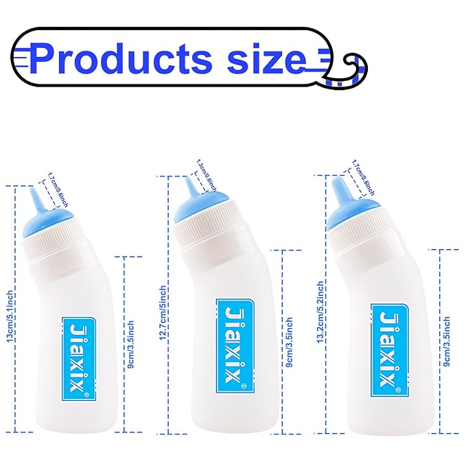 3 Pack Kitten Silicone Nursing Bottle,Silicone Feeding Nipple, Reusable Newborn Kitten Supplies, Suitable for Feeding Kitten, Puppy, Rabbit, Hamster (Blue, Small+Medium+Large)