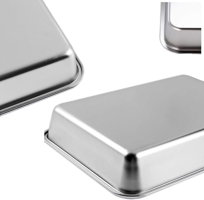 KUNWU Stainless Steel Pet Litter Box M4, 18"x14"x4" for Cat, Dog & Rabbit, Corrosion Resistant Easy Clean No Residue Build Up Never Absorbs Odor Stains Rusts Durable Pan (M (18"x14"), 4" Deep)