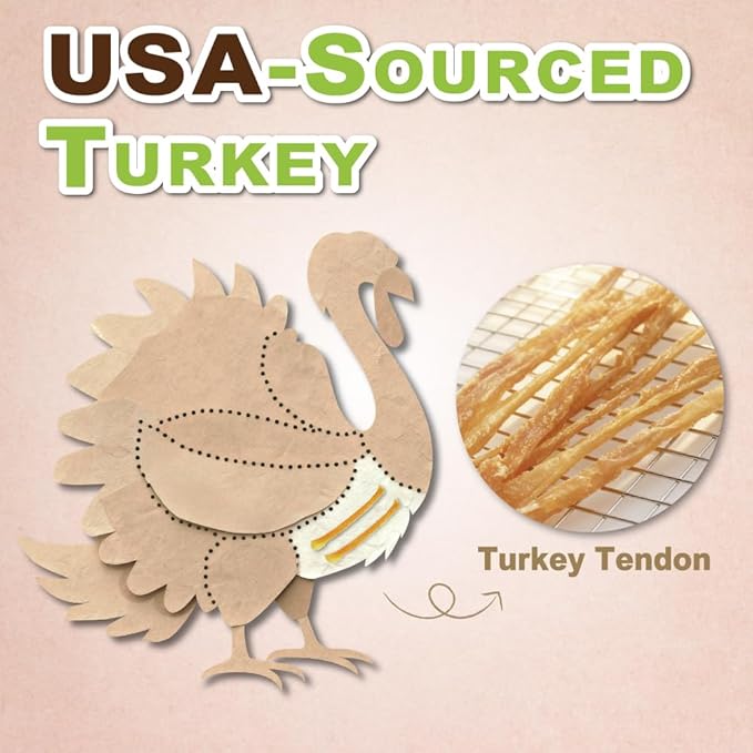 A Freschi srl Turkey Tendons for Dogs, USA-Sourced, Healthy Dog Treats, Rawhide-Free Puppy Chews, Long Lasting, All Natural, Hypoallergenic Dog Treats for Small Breeds, 4 Count Pack Rope (S)