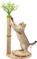 Cute Babys Breath Flower Cat Scratching Post,Tall Cat Tree, Interactive Cat Toys with Ball Track & Spring Ball, Cat Scratcher with Pad for Indoor Cats Adults and Kittens