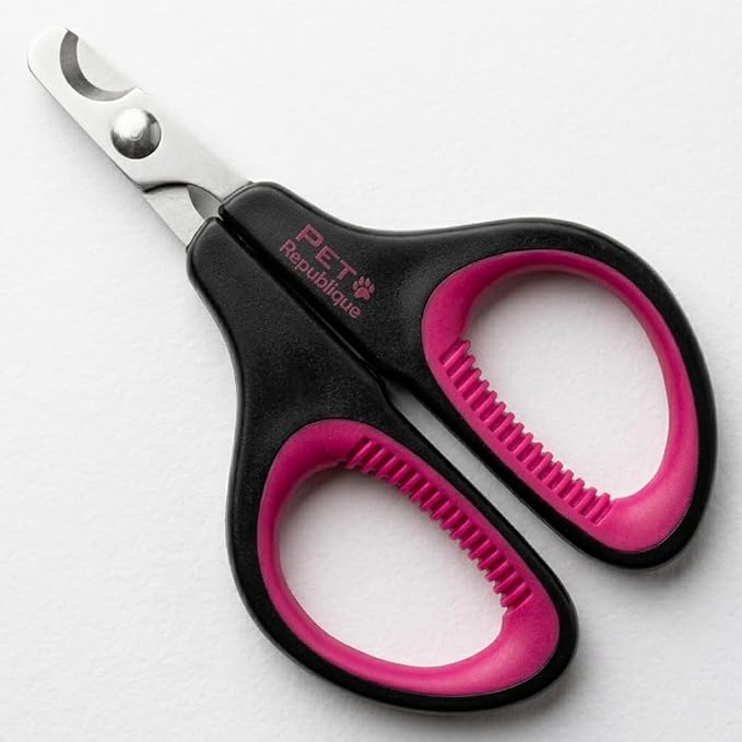 Cat Nail Clippers by Pet Republique – Professional Stainless-Steel Nail Clipper for Cats, Kittens, Hamster, Rabbits, Birds, & Small Breed Animals Claw Trimmer (Black+Pink)