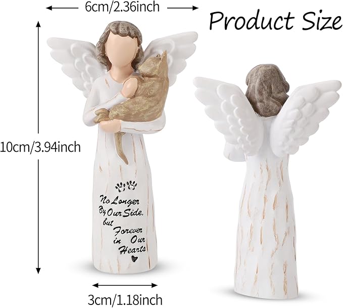 Cat Memorial Gifts, Cat Memorial Gifts for Loss of Cat, Pet Cat Remembrance Gifts, Cat Angel Figurine Statue for Cat Lovers in Memory of Their Beloved Cat(Light Brown Angel Cat)
